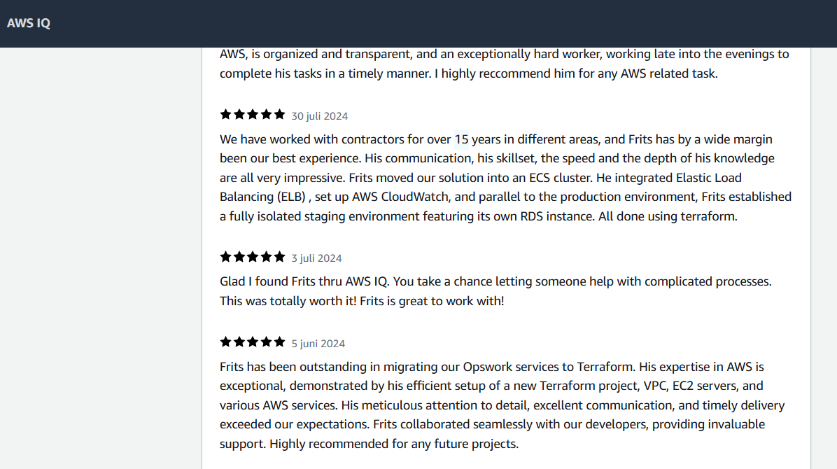 AWS IQ Client Reviews